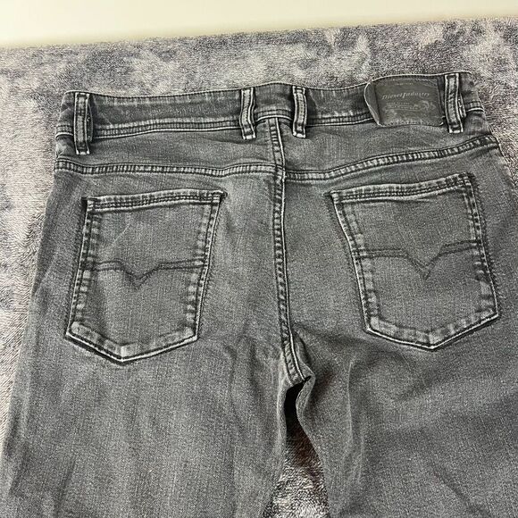 Diesel Sleenker Slim Skinny Black Distressed Button Fly Jeans 33X32(33X30.5) - Picture 14 of 15